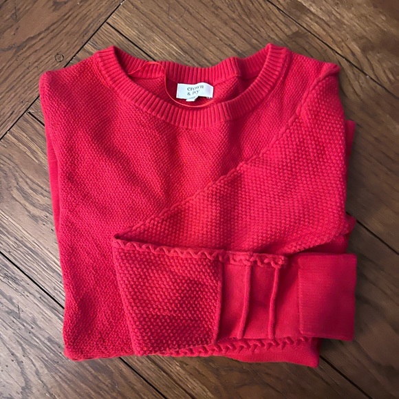 NWOT $65 Crown and Ivy | Peplum | Preppy Sweater in Red - Picture 7 of 9